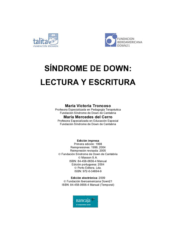 Incorporar Interpersonal malicioso Síndrome de Down: lectura y escritura · Biblioteca Univalle · Biblioteca  Univalle
